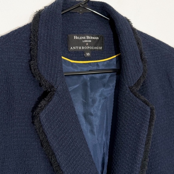 Helene Berman London x Anthropologie Tweed Double-Breasted Blazer, Navy Blue 10 - Picture 3 of 9